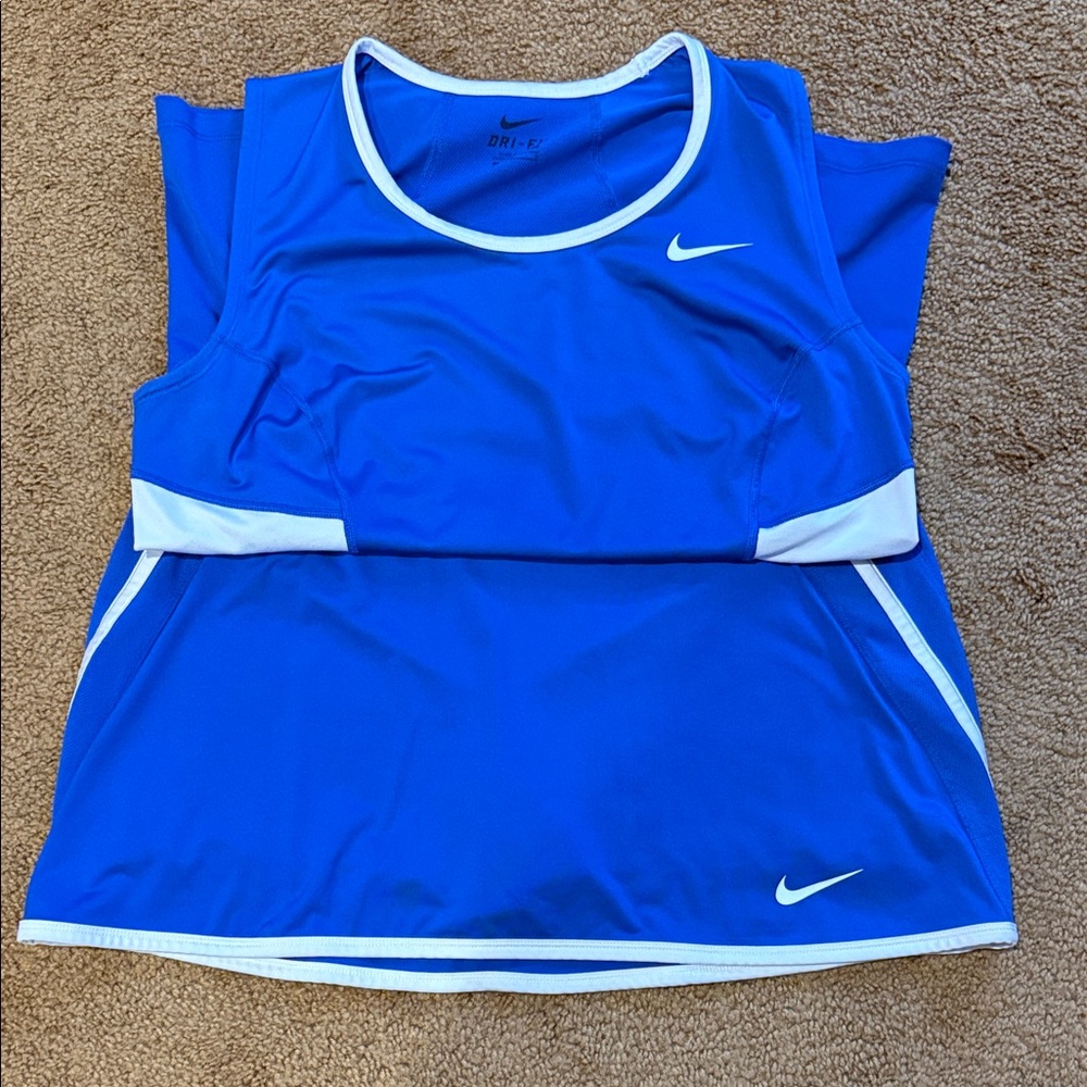 Nike Royal Blue and White Sports Tank and Skort